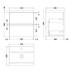 Hudson Reed Urban Grey 500mm Wall Hung 2-Drawer Vanity Unit & Basin 1 - URB202A -Household Goods Shop hudson reed urban grey 500mm wall hung 2 drawer vanity unit basin 1 urb202a p40498 200693 image
