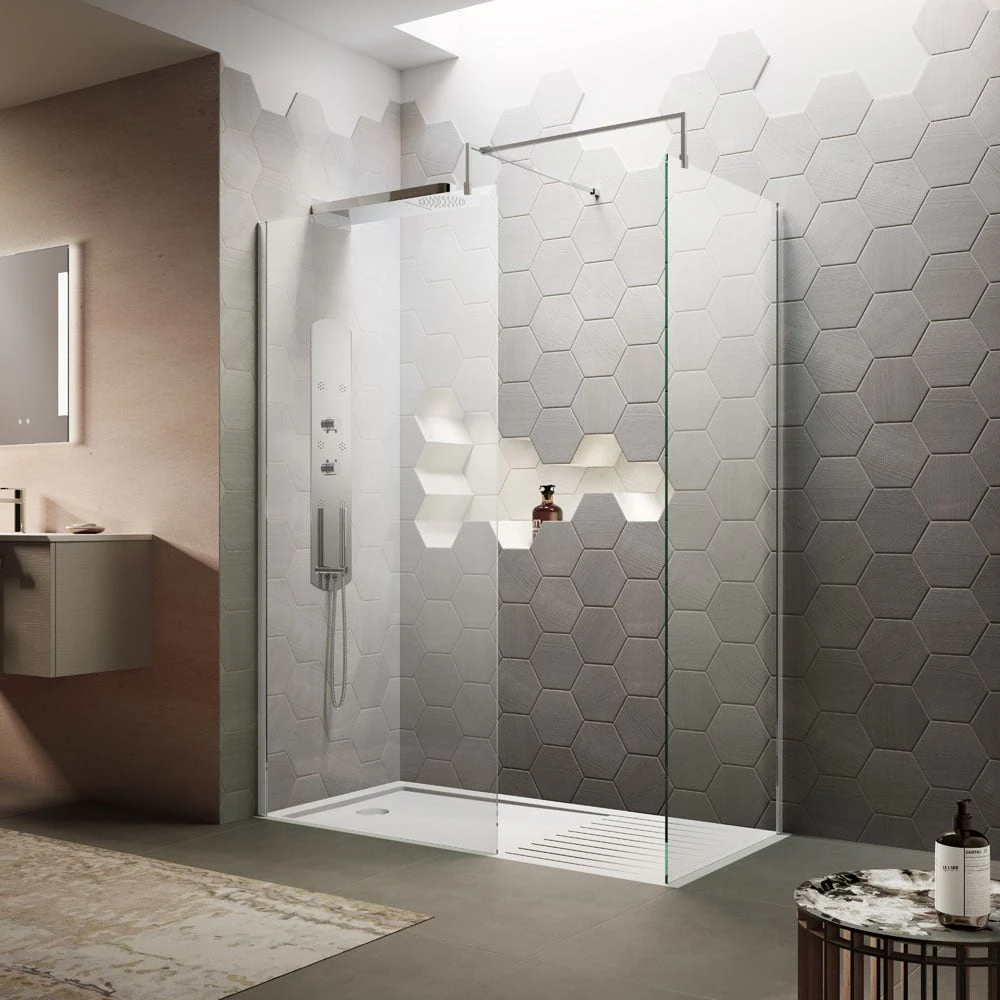 Hudson Reed Wetroom Shower Screen & Chrome Support Bar 1200mm - WRSB1200 2 Hudson Reed Wetroom Shower Screen & Chrome Support Bar 1200mm - WRSB1200 - Image 2