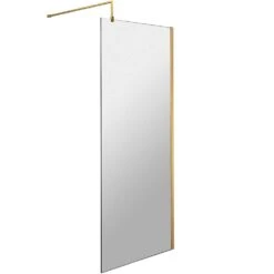 Hudson Reed Wetroom Shower Screen With Brass Support Bar 700mm WRSBB70