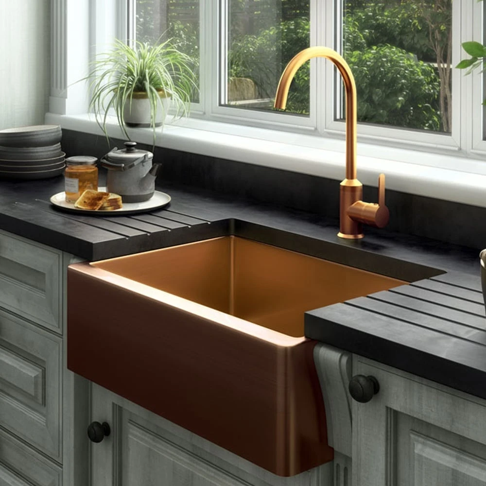LSC Bromley 1.0 Bowl Brushed Copper Stainless Steel Belfast Butler Kitchen Sink 1 LSC Bromley 1.0 Bowl Brushed Copper Stainless Steel Belfast Butler Kitchen Sink