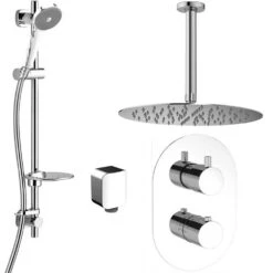 Methven Kaha Chrome Thermostatic Shower Mixer Valve, Maku Kit & 200mm Head
