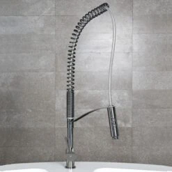 MGS Vela LD Polished Stainless Steel Pullout Rinse Kitchen Sink Mixer Tap 0110DP