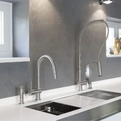 MGS Vela LD Polished Stainless Steel Pullout Rinse Kitchen Sink Mixer Tap 0110DP -Household Goods Shop mgs vela ld polished stainless steel pullout rinse kitchen sink mixer tap 0110dp p17671 81468 image