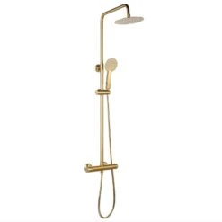 Niagara Equate Brushed Brass Modern Wall Mounted Round Thermostatic Shower Set 9301BRS
