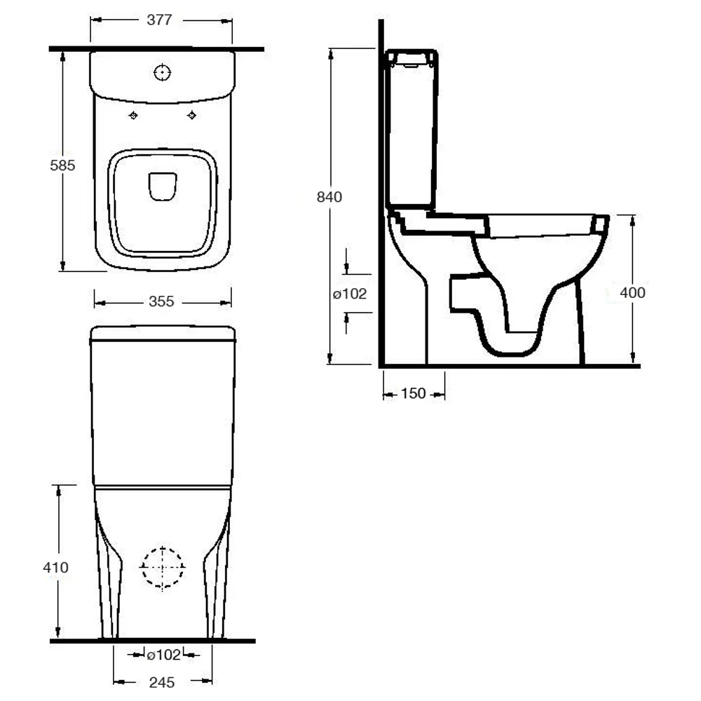 Nuie Ambrose White Close Coupled Toilet Pan, Cistern & Soft Close Seat - CPC020 5 Nuie Ambrose White Close Coupled Toilet Pan, Cistern & Soft Close Seat - CPC020 - Image 5