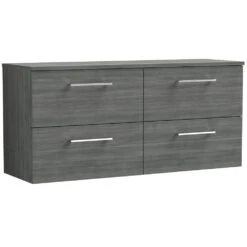 Nuie Arno Anthracite 1200 Wall Hung 4-Drawer Vanity Unit & Worktop