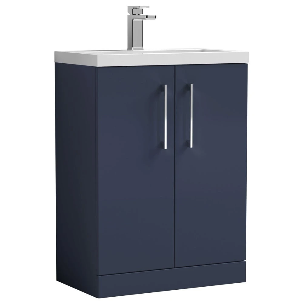 Nuie Arno Compact Electric Blue 600mm Floor Stading 2-Door Vanity Unit & Polymarble Basin 1 Nuie Arno Compact Electric Blue 600mm Floor Stading 2-Door Vanity Unit & Polymarble Basin