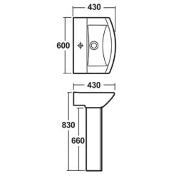 Nuie Asselby 600x430 1th White Basin & Full Pedestal CSS002 -Household Goods Shop nuie asselby 600x430 1th white basin full pedestal css002 p33934 165680 image