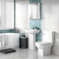 Nuie Asselby Basin & Toilet With Mirror Cabinet