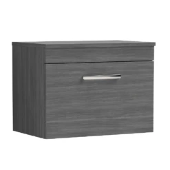 Nuie Athena Anthracite Woodgrain Wall Hung 600mm Cabinet & Worktop - ATH039W