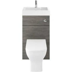 Nuie Athena Brown Grey Avola 2 In 1 WC Vanity Unit, Basin, Cistern & BTW Toilet