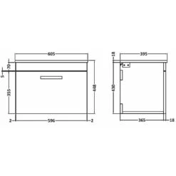 Nuie Athena Charcoal Black Wall Hung 600mm Cabinet & Worktop - ATH040W -Household Goods Shop nuie athena charcoal black wall hung 600mm cabinet worktop ath040w p29664 145424 image