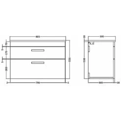 Nuie Athena Charcoal Black Wall Hung 800mm Cabinet & Worktop - ATH068W -Household Goods Shop nuie athena charcoal black wall hung 800mm cabinet worktop ath068w p29676 145458 image