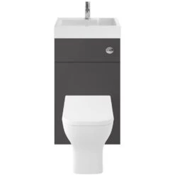 Nuie Athena Gloss Grey 2 In 1 WC Vanity Unit, Basin, Cistern & BTW Toilet