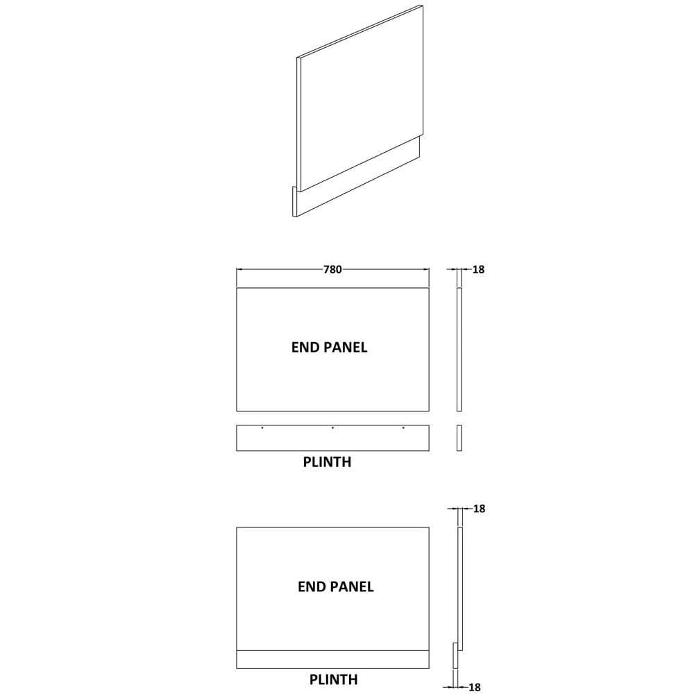 Nuie Athena Gloss Grey 800mm Bath End Panel - OFF972 3 Nuie Athena Gloss Grey 800mm Bath End Panel - OFF972 - Image 3