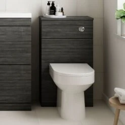 Nuie Athena Hacienda Black 500x260mm Back To Wall Unit, Cistern, Pan & Seat