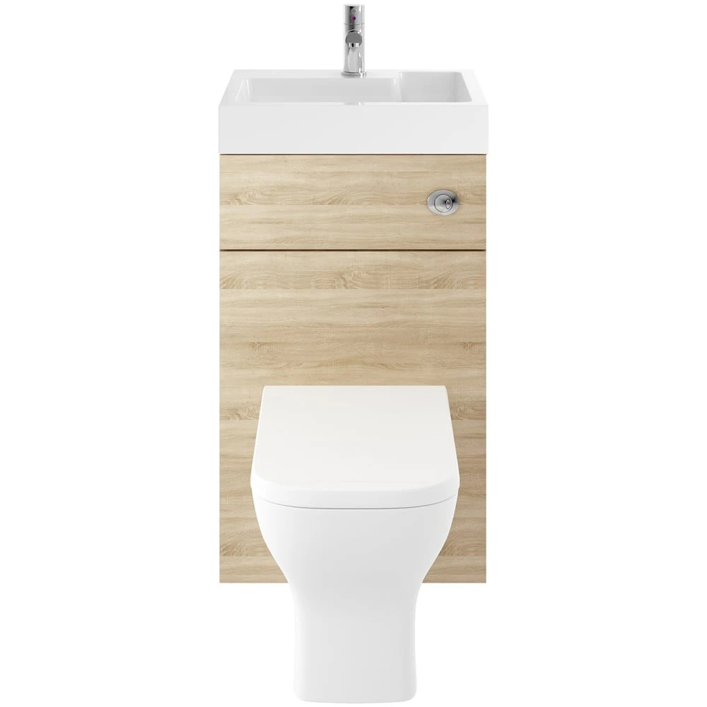 Nuie Athena Natural Oak 2 In 1 WC Vanity Unit, Basin, Cistern & BTW Toilet 1 Nuie Athena Natural Oak 2 In 1 WC Vanity Unit, Basin, Cistern & BTW Toilet