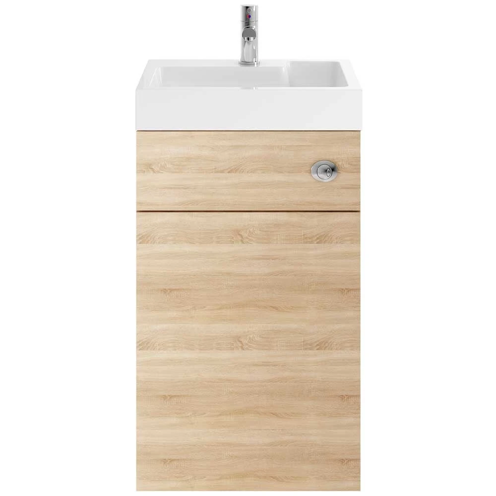 Nuie Athena Natural Oak 2 In 1 WC Vanity Unit, Basin, Cistern & BTW Toilet 2 Nuie Athena Natural Oak 2 In 1 WC Vanity Unit, Basin, Cistern & BTW Toilet - Image 2