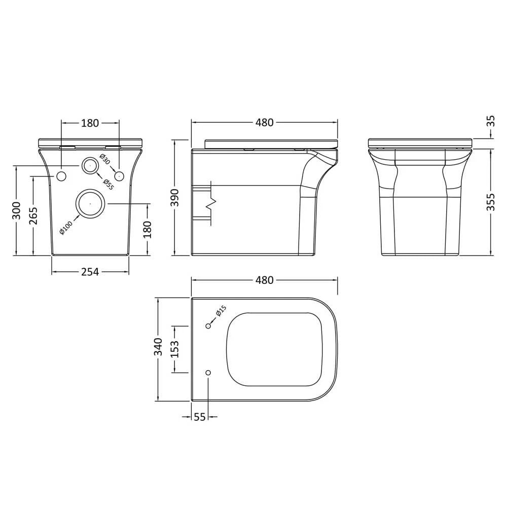 Nuie Ava White Wall Hung WC Pan Toilet & Soft Close Seat - NCG540 2 Nuie Ava White Wall Hung WC Pan Toilet & Soft Close Seat - NCG540 - Image 2