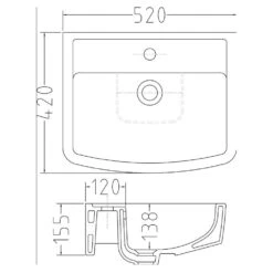 Nuie Bliss 520x425 1th White Basin & Semi Pedestal CBL011 -Household Goods Shop nuie bliss 520x425 1th white basin semi pedestal cbl011 p30927 150063 image