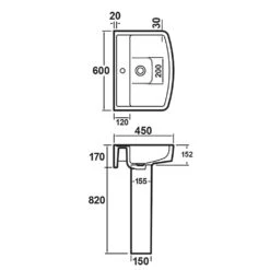 Nuie Bliss 600x450 1th White Basin & Full Pedestal CBL010 -Household Goods Shop nuie bliss 600x450 1th white basin full pedestal cbl010 p30926 150057 image