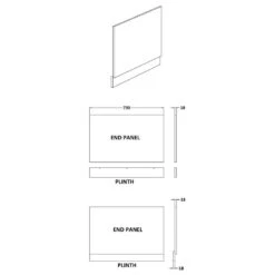 Nuie Blocks Satin Grey 750mm Bath End Panel - MOF271 -Household Goods Shop nuie blocks satin grey 750mm bath end panel mof271 p50583 234238 image