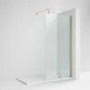 Nuie Brushed Brass Wetroom Shower Screen & Support Bar 1200x1850x8mm - WRSCBB012