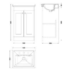Nuie Classique Satin Grey 500 Floor Standing 2-Door Vanity Unit & 3TH Basin -Household Goods Shop nuie classique satin grey 500 floor standing 2 door vanity unit 3th basin p73844 305482 image