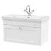 Nuie Classique Satin White 800 Wall Hung 1-Drawer Vanity Unit & 1TH Basin