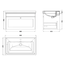 Nuie Classique Satin White 800 Wall Hung 1-Drawer Vanity Unit & 1TH Basin -Household Goods Shop nuie classique satin white 800 wall hung 1 drawer vanity unit 1th basin p73803 305597 image