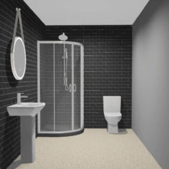 Nuie Complete Bathroom Set, Chrome & Anthracite Shower Enclosure, Gloss White Toilet & Basin With Mirror