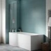 Nuie Curved P Shape 1700mm Shower Bath LH, Fixed Screen & White Panel