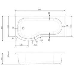 Nuie Curved P Shape 1700mm Shower Bath LH, Fixed Screen & White Panel -Household Goods Shop nuie curved p shape 1700mm shower bath lh fixed screen white panel p34048 166188 image