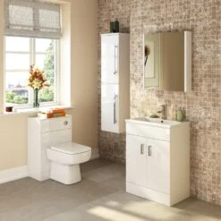 Nuie Eden Gloss White 600mm Basin 1 Bathroom Furniture Solution Pack