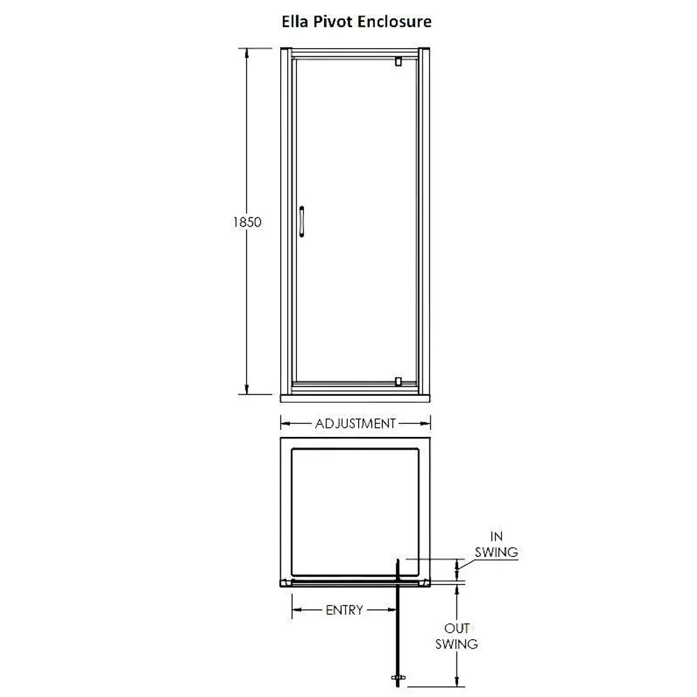 Nuie Ella Pivot Shower Door 700mm - ERPD70 6 Nuie Ella Pivot Shower Door 700mm - ERPD70 - Image 6