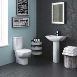 Household Goods Shop -Household Goods Shop nuie knedlington white compact close coupled toilet pan cistern soft close seat p30999 150481 image
