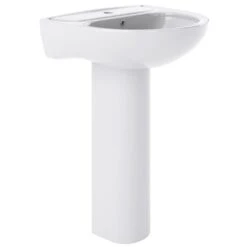 Nuie Lawton White 550mm 1 Tap Hole Basin & Full Pedestal