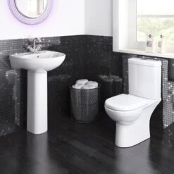 Nuie Lawton White 550mm 1 Tap Hole Basin & Full Pedestal -Household Goods Shop nuie lawton white 550mm 1 tap hole basin full pedestal p30942 150244 image