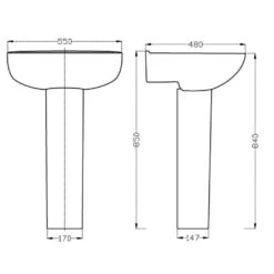 Nuie Lawton White 550mm 1 Tap Hole Basin & Full Pedestal -Household Goods Shop nuie lawton white 550mm 1 tap hole basin full pedestal p30942 150246 image
