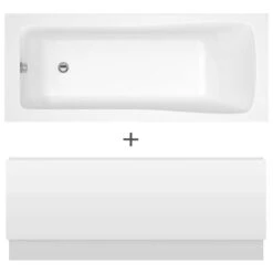 Nuie Linton Square Single Ended Straight Bath 1600x700 & Front Panel