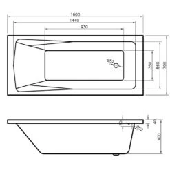 Nuie Linton Square Single Ended Straight Bath 1600x700 & Front Panel -Household Goods Shop nuie linton square single ended straight bath 1600x700 front panel p58319 258405 image