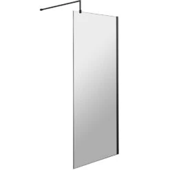Nuie Matt Black Wetroom Shower Screen With Support Bar 760mm - WRSCBP076 -Household Goods Shop nuie matt black wetroom shower screen with support bar 760mm wrscbp076 p40938 201590 image
