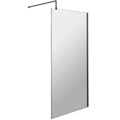 Nuie Matt Black Wetroom Shower Screen With Support Bar 800mm - WRSCBP080 -Household Goods Shop nuie matt black wetroom shower screen with support bar 800mm wrscbp080 p40939 201592 image