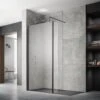 Nuie Matt Black Wetroom Shower Screen With Support Bar 900mm - WRSCBP090