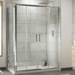 Nuie Pacific Chrome Double Sliding Door Shower Enclosure 1400x700x6mm