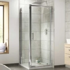 Nuie Pacific Chrome Hinged Door Shower Enclosure 900x760x6mm