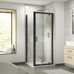 Nuie Pacific Matt Black 900mm Shower Enclosure Side Panel