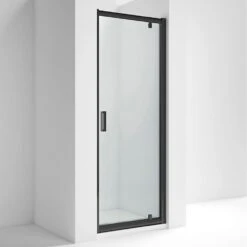 Nuie Pacific Matt Black Profile Pivot Shower Door 800mm - SQPD80BP