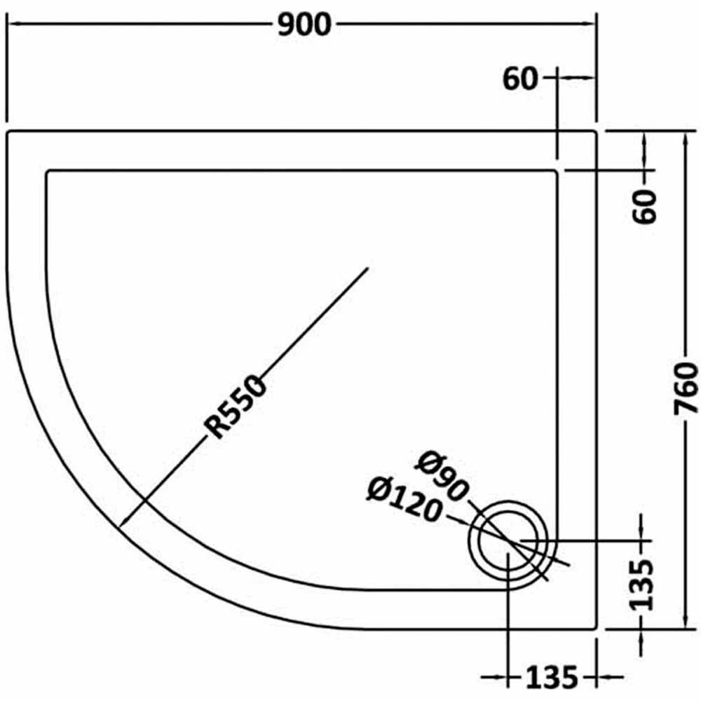 Nuie Pearlstone Offset Quad Low Profile Shower Tray LH 900x760mm - NTP101 3 Nuie Pearlstone Offset Quad Low Profile Shower Tray LH 900x760mm - NTP101 - Image 3