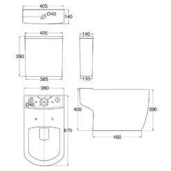 Nuie Provost White Semi Flush To Wall Pan & Cistern - CPV005 -Household Goods Shop nuie provost white semi flush to wall pan cistern cpv005 p35129 172965 image